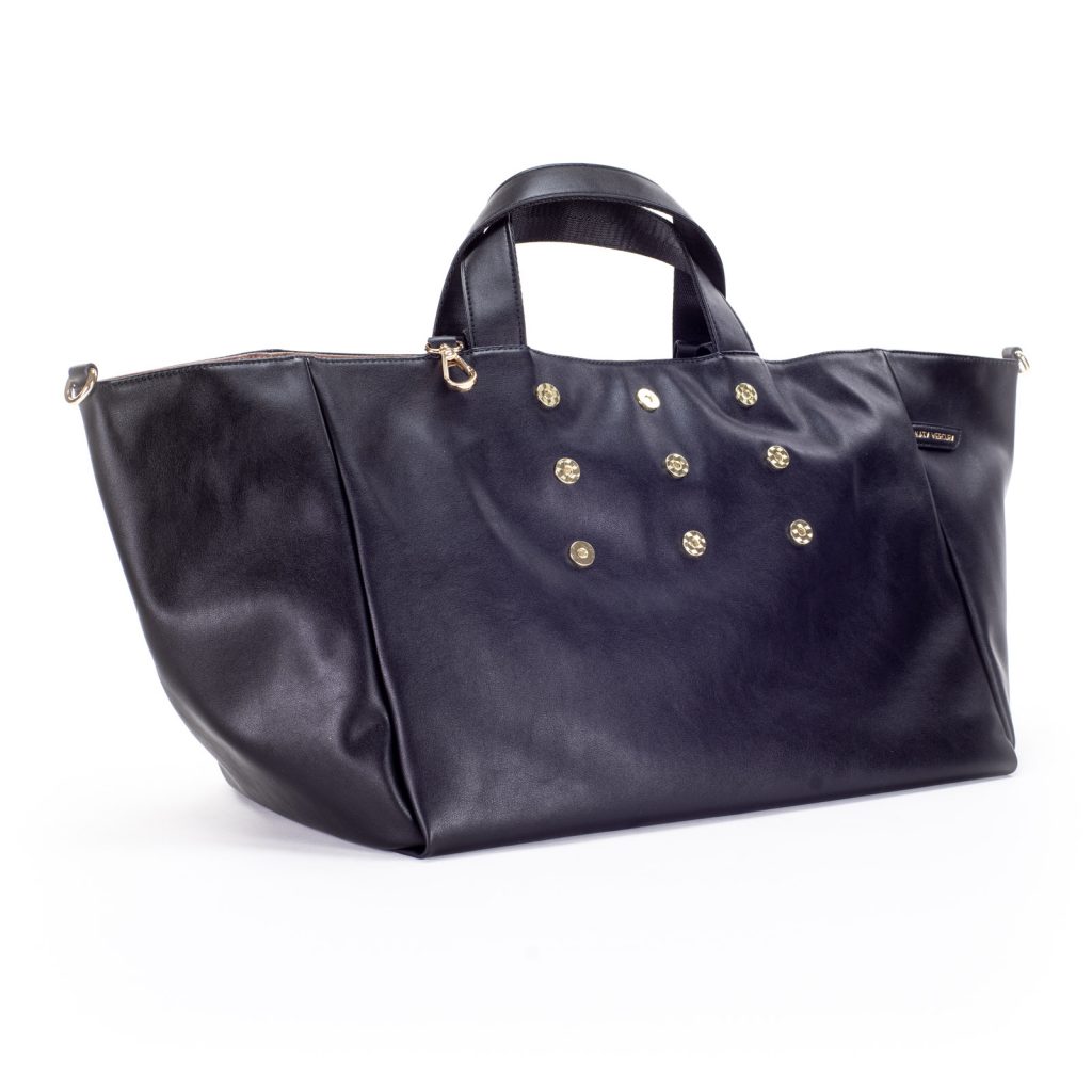 WendeShopper Schwarz Vegan Nappa zum Wenden auf Bronze Pailletten Tasche