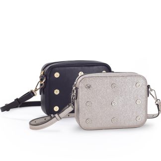 kleine Umhängetasche schwarz oder silber Katy Mercury Bag#1 Taschen Konfigurator mit Wechselkappen Schlüsselanhänger Umhängetasche Schultertasche Abendtasche