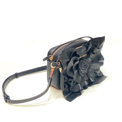 Umhängetasche mit Wechselklappe Lederblume Schwarze Lederrose gefaltetes Blumen StyleCOVER Katy Mercury Bag#1 Pouch Set Bloom Bang Collection
