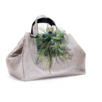 Pfauenfeder StyleCOVER auf WendeSHOPPER SILVER und schwarze Pailletten Peacock feathers for KATY MERCURY Bags wandelbare Handtaschen