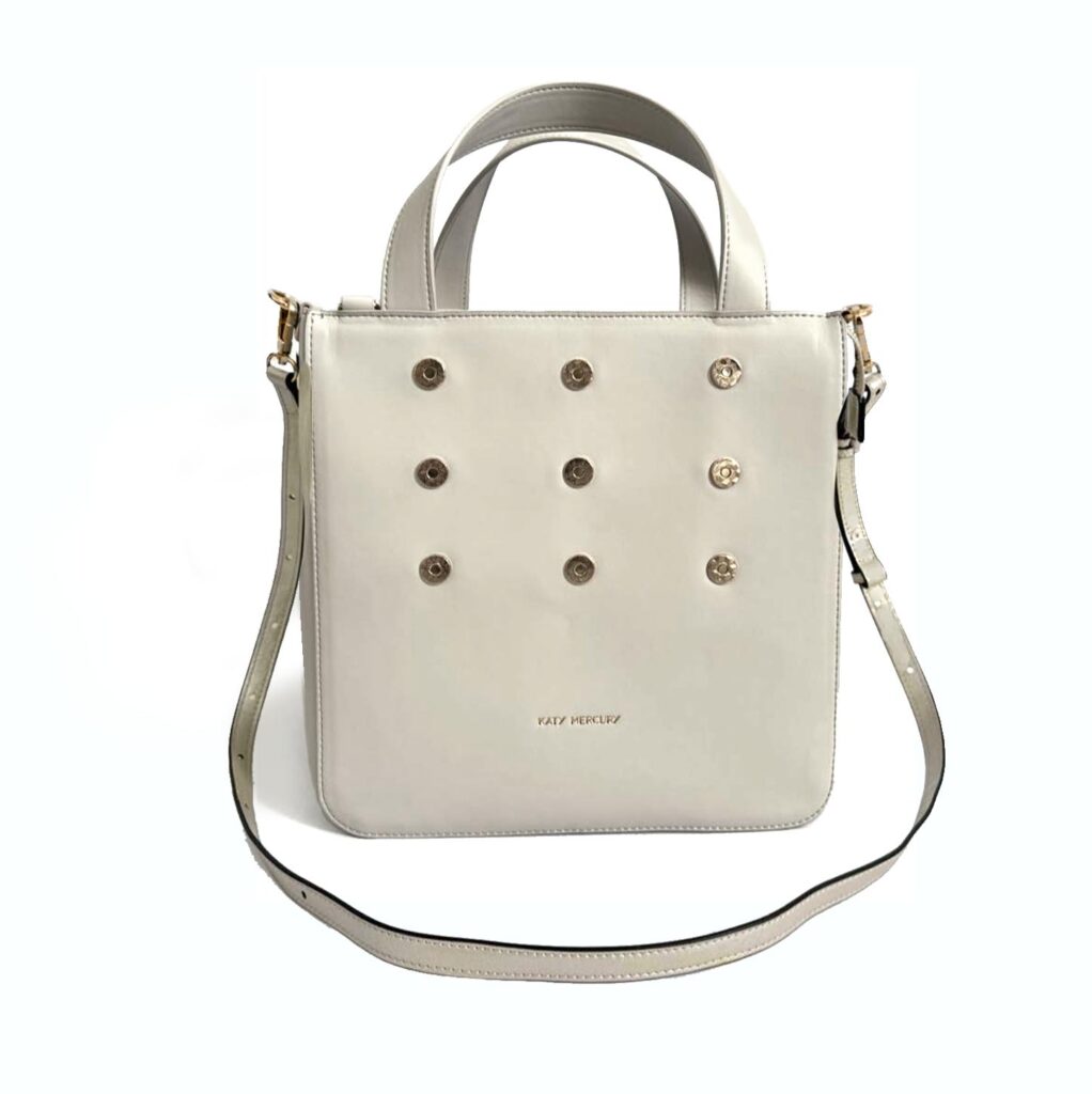 KATY MERCURY Medium Bucket Bag stehender Shopper Tasche Umhängetasche Handtasche off-white eierschalen Weiß