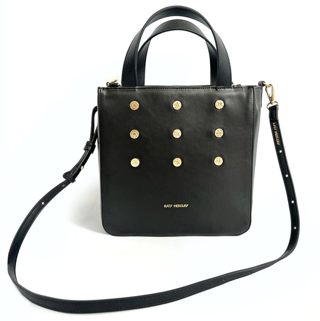 KATY MERCURY Medium Bucket Bag stehender Shopper Tasche Umhängetasche Handtasche schwarz