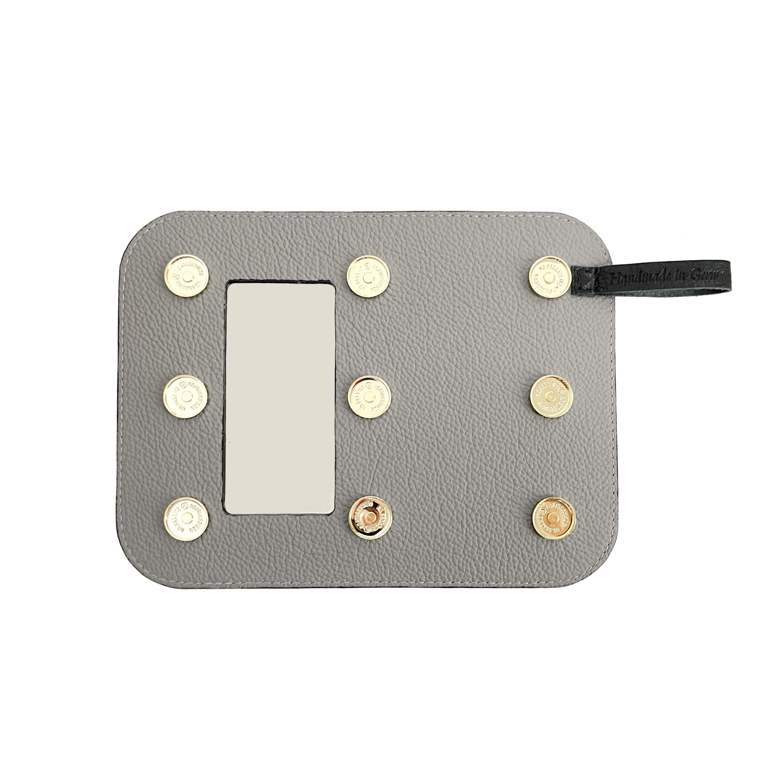 Backside Schminkspiegel of Python-Optic StyleCover Grey Beige Wechselklappe für Handtaschen von KATY MERCURY