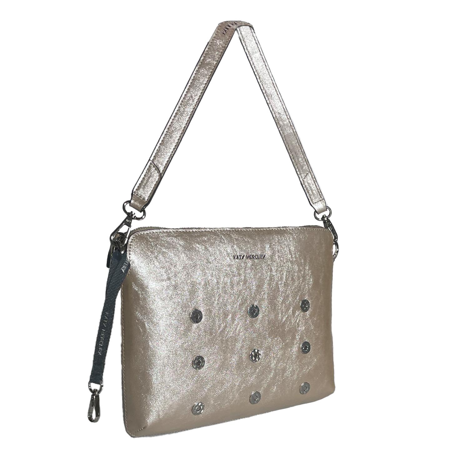 Silberne Business Bag Schultertasche für iPads und Tablets von Katy Mercury wandelbare Taschen mit 9 Magneten zum umstylen und erweitern