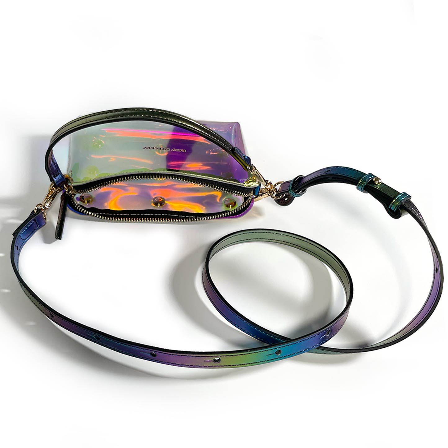 innen Transparent Rainbow Pouch Semitransparente Regenbogen-Schimmer Tasche