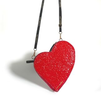 ROTE Herz-Tasche von KATY MERCURY "heart bag" Clutch oder Umhängetasche oder mit Charms wandelbare Tasche oder zum Aufsetzen als kleines Täschchen auf Katy Bags