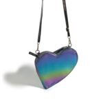 REGENBOGEN-SCHIMMER herz tasche von KATY MERCURY "heart bag" Clutch oder Umhängetasche oder mit Charms wandelbare Tasche oder zum Aufsetzen