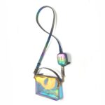 Transparente Regenbogen Tasche Rainbow Pouch von Katy Mercury mit Tiny Pouch kleinem AirPods Case am Riemen