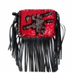 Festival StyleCOVER Red rote sequence Pailletten mit schwarzen Fransen für KATY MERCURY Handtaschen Bags